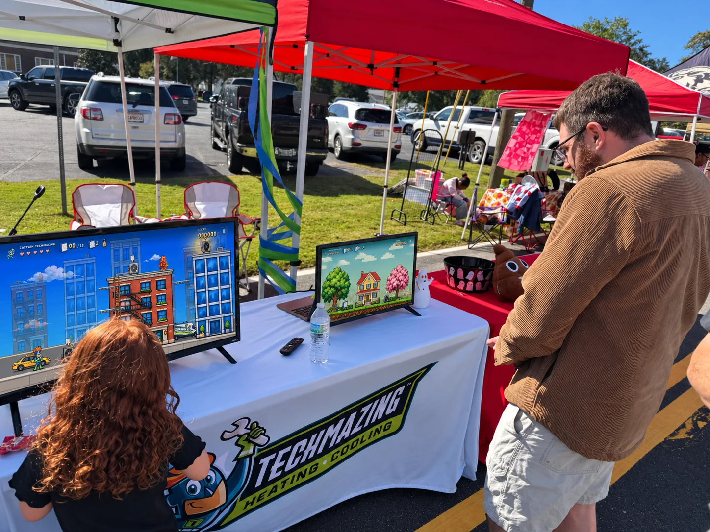 Visitors playing the Techmazing game at AutumnFest in Loganville, Georgia